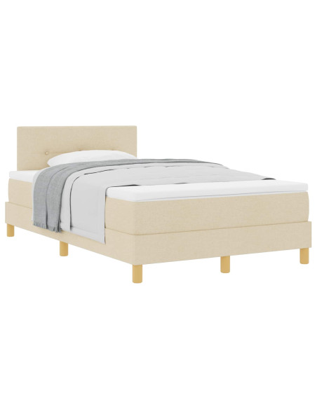 Letto a molle con cuscino Crema 120 x 200 cm Tessuto