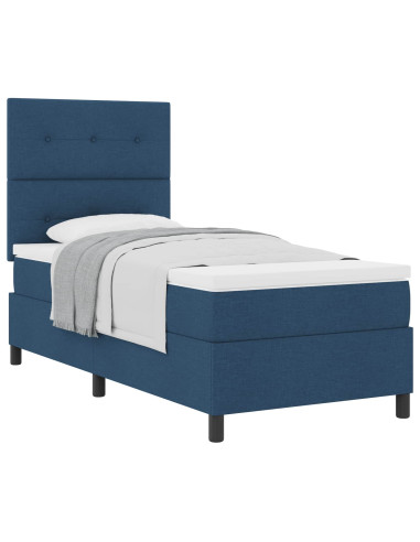 Letto a molle con testiera Blu 90 x 200 cm Tessuto