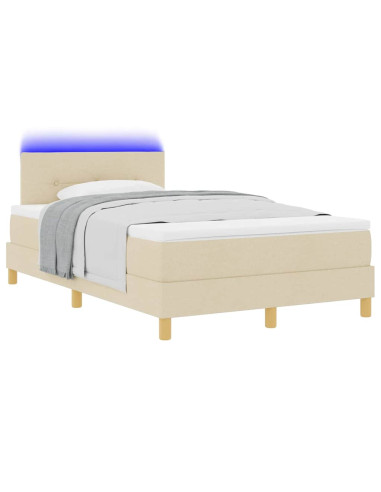 Letto a Sorgente LED con strisce LED Crema 120 x 200 cm Tessuto