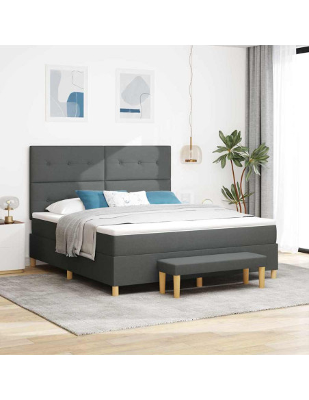Letto a molle con testiera Grigio scuro 180 x 200 cm Tessuto