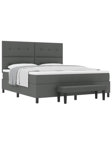 Letto a molle con testiera Grigio scuro 180 x 200 cm Tessuto