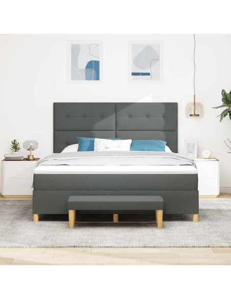 Letto a molle con testiera Grigio scuro 180 x 200 cm Tessuto