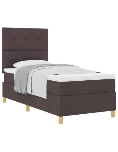 Letto a molle con testiera Marrone Scuro 100 x 200 cm Tessuto