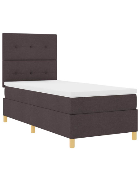 Letto a molle con testiera Marrone Scuro 100 x 200 cm Tessuto
