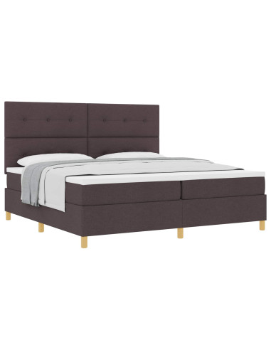Letto a molle con testiera Marrone Scuro 200 x 200 cm Tessuto