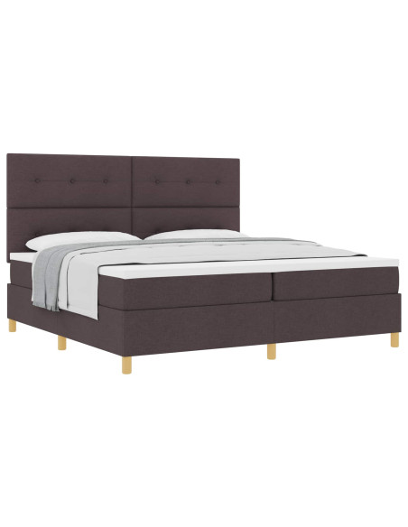 Letto a molle con testiera Marrone Scuro 200 x 200 cm Tessuto