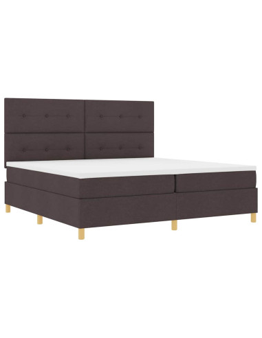 Letto a molle con testiera Marrone Scuro 200 x 200 cm Tessuto