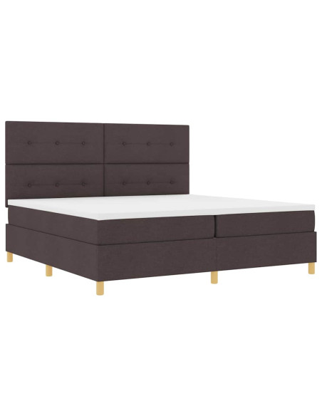 Letto a molle con testiera Marrone Scuro 200 x 200 cm Tessuto