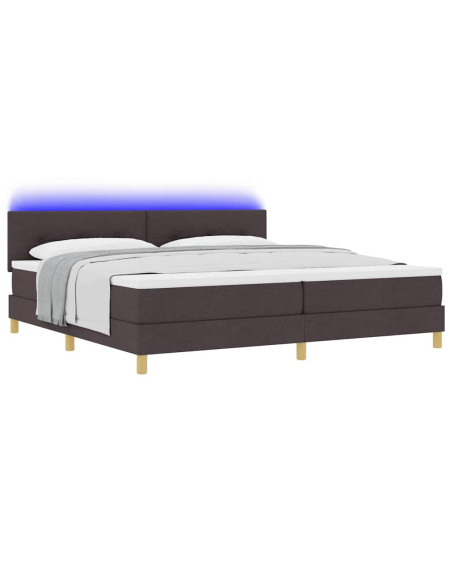 Letto a Sorgente LED Marrone Scuro 200 x 200 cm Tessuto
