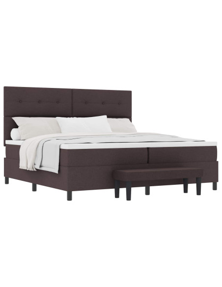 Letto a molle con testiera Marrone Scuro 200 x 200 cm Tessuto