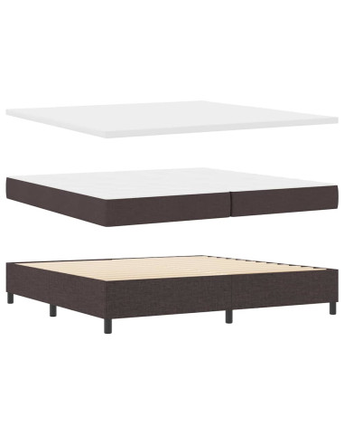 Letto a molle con testiera Marrone Scuro 200 x 200 cm Tessuto