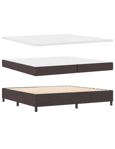 Letto a molle con testiera Marrone Scuro 200 x 200 cm Tessuto