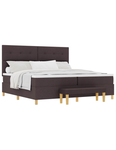 Letto a molle con testiera Marrone scuro 200 x 200 cm Tessuto