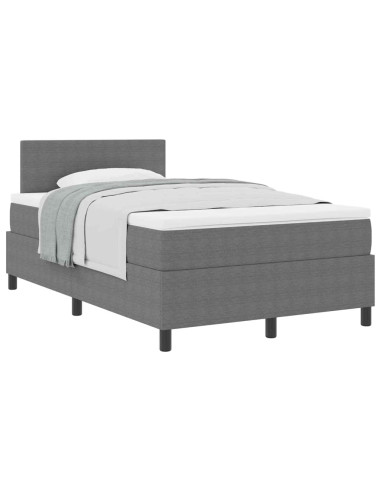 Letto a molle con testiera Grigio chiaro e bianco 120 x 190 cm