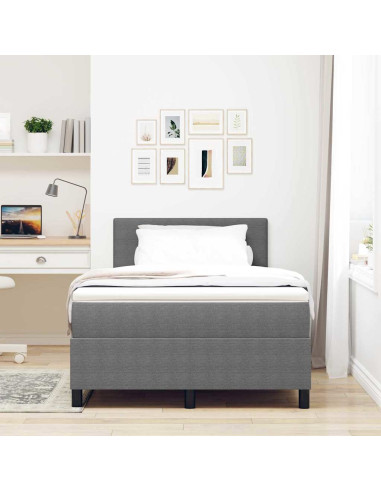 Letto a molle con testiera Grigio chiaro e bianco 120 x 190 cm