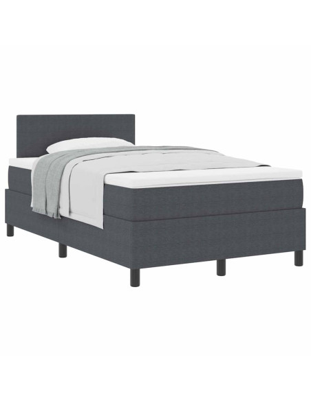Letto a molle con testiera Grigio Scuro e Bianco 120 x 190 cm
