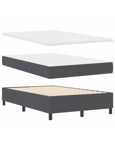 Letto a molle con testiera Grigio Scuro e Bianco 120 x 190 cm