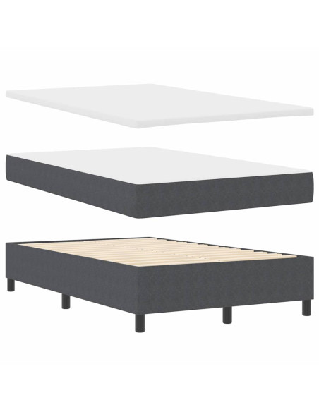 Letto a molle con testiera Grigio Scuro e Bianco 120 x 190 cm