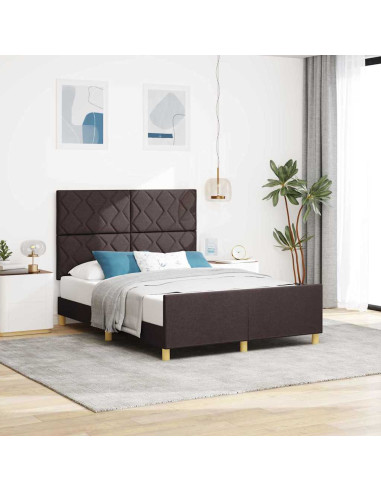 Struttura del letto Marrone scuro 140 x 200 cm Tessuto