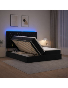 Letto con contenitore LED e materasso Nero 200 x 200 cm Velluto