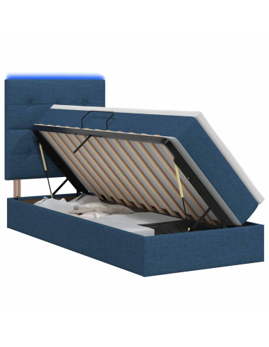Letto con contenitore LED e materasso Blu 90 x 200 cm Tessuto