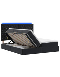 Letto con contenitore LED e materasso Nero 200 x 200 cm Velluto 2