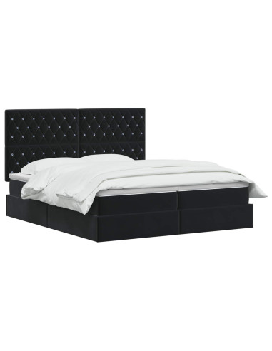 Letto con contenitore LED e materasso Nero 200 x 200 cm Velluto