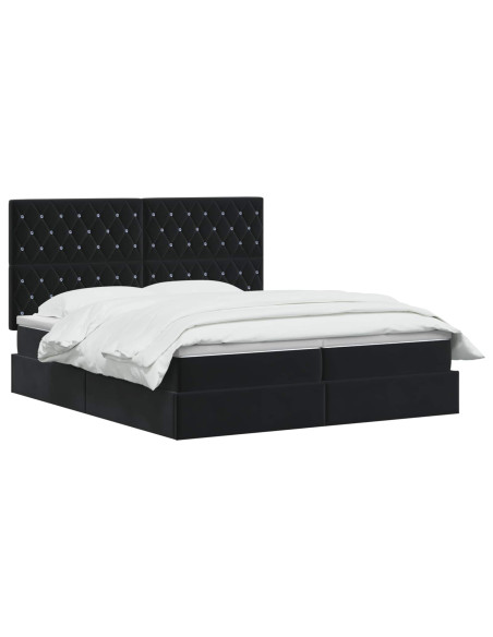 Letto con contenitore LED e materasso Nero 200 x 200 cm Velluto