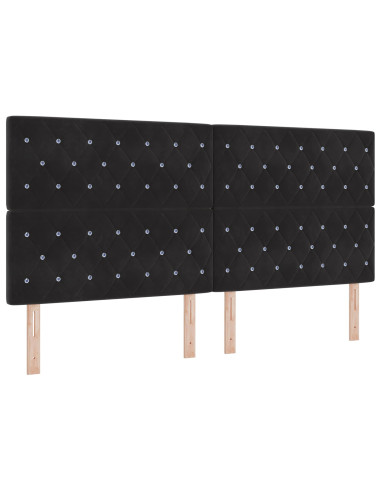Letto con contenitore LED e materasso Nero 200 x 200 cm Velluto