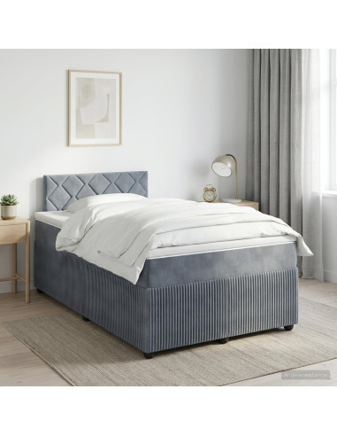Letto box spring con materasso Grigio Scuro 120 x 190 cm