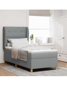 Letto a molle con cuscino Grigio chiaro 200 x 100 cm Tessuto