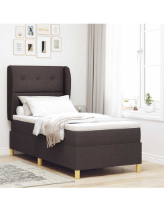 Letto a molle con testiera Marrone Scuro 200 x 100 cm Tessuto