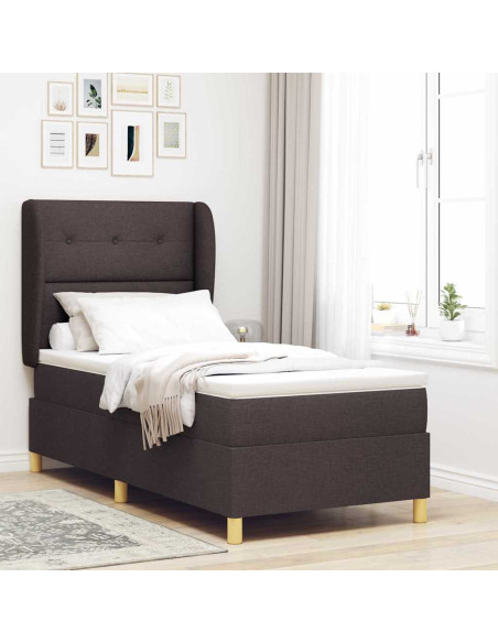 Letto a molle con testiera Marrone Scuro 200 x 100 cm Tessuto