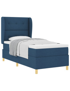 Letto a molle con testiera Blu 190 x 90 cm Tessuto 2