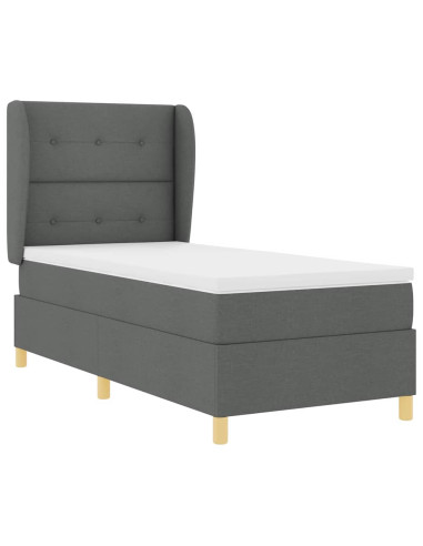Letto a molle con testiera Grigio scuro 200 x 90 cm Tessuto