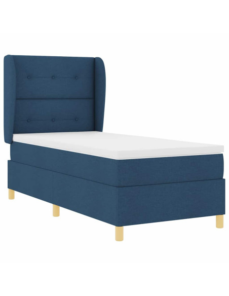 Letto a molle con testiera Blu 200 x 90 cm Tessuto