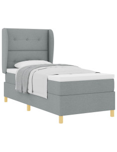 Letto a molle con cuscino Grigio chiaro 200 x 100 cm Tessuto 2