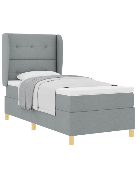 Letto a molle con cuscino Grigio chiaro 200 x 100 cm Tessuto