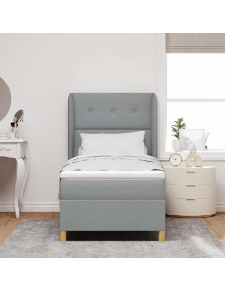 Letto a molle con cuscino Grigio chiaro 200 x 100 cm Tessuto