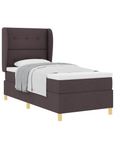 Letto a molle con testiera Marrone Scuro 200 x 100 cm Tessuto 2