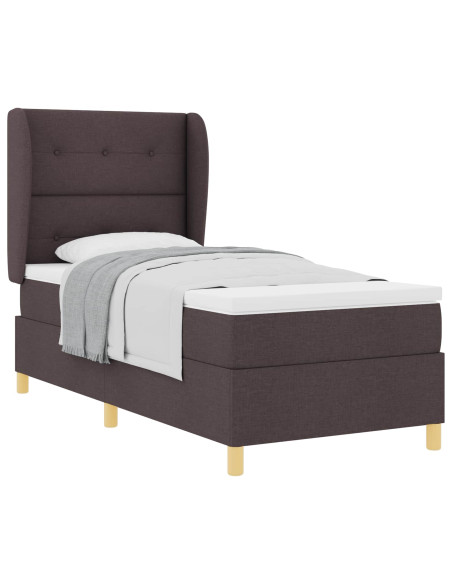 Letto a molle con testiera Marrone Scuro 200 x 100 cm Tessuto