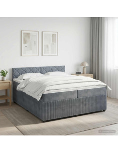 Letto box spring con materasso Grigio Scuro 200 x 200 cm