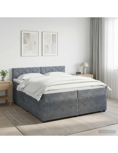Letto box spring con materasso Grigio Scuro 200 x 200 cm