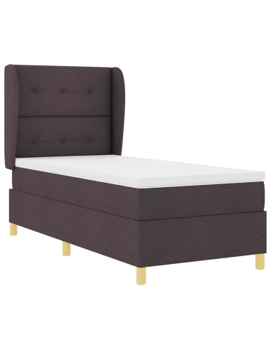 Letto a molle con testiera Marrone Scuro 200 x 100 cm Tessuto