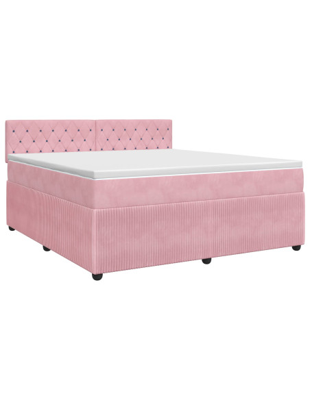 Letto box spring con materasso Rosa 140 x 200 cm Velluto