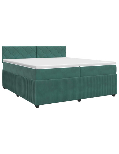 Letto box spring con materasso Verde Scuro 200 x 200 cm Velluto