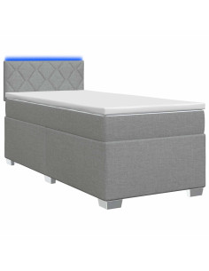 Letto con Box Spring, Materasso e LED Grigio Chiaro Tessuto 2