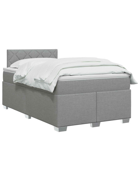 Letto con Box Spring, Materasso e LED Grigio Chiaro Tessuto