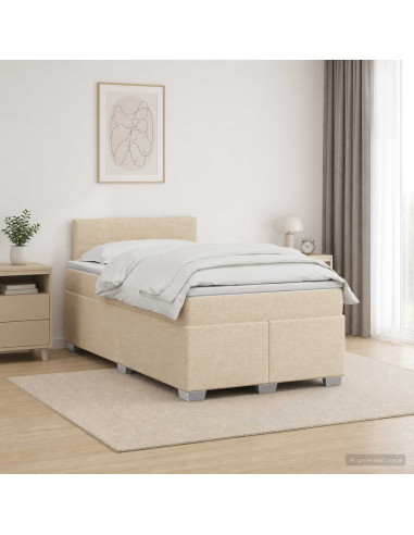 Letto con Box Spring, Materasso e LED Crema 120 x 200 cm