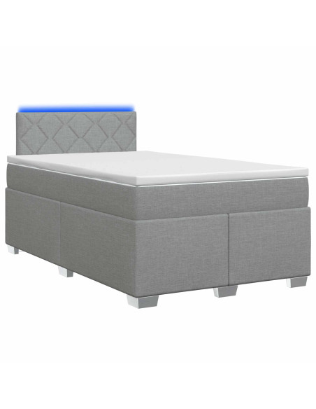 Letto con Box Spring, Materasso e LED Grigio Chiaro Tessuto